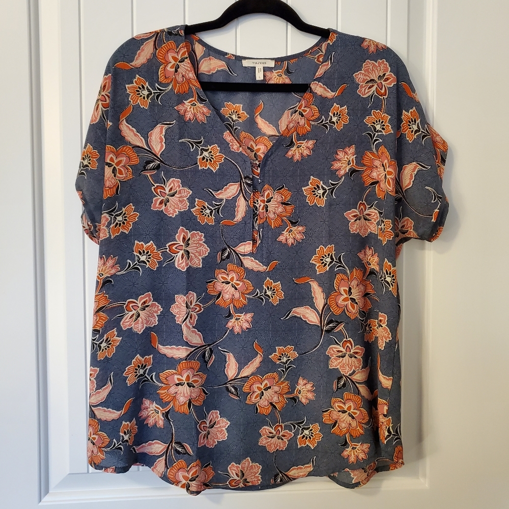 Maurices Floral Blouse w/ Detailed Front Closure